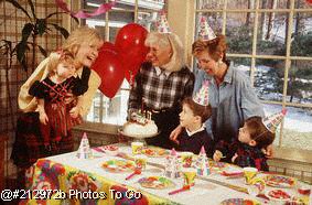 Parents and children at birthday party